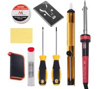 Kit de soudure Maclean, grotte/résistance à la terre 60W, étain, colophane, extracteur, support, tournevis, mallette de transport, MCE390