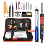 Fer à souder en étain, Kit de Soudure Soudeur Numérique Preciva 80 W avec écran LCD, température réglable de 220 à 500 °C, 5 pointes, support et 30 g de fil de soudure pour réparations diverses.