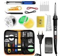 Fer à Souder Kit 100W LCD Température Réglable de 180-520°C fer a souder etain 16-en-1 soudure electronique de precision set avec 50g de Fil à Souder,5 Embouts de Fer,Pompe à Désouder,Support de Fer