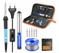 Fer a Souder Kit, 60W Kit de Soudage Électrique de Précision avec Interrupteur On/Off, Temperature Réglable 200℃~450℃, Support avec éponge, 5 Pointe Soudage, Pompe à Dessouder, Fil de Soudure