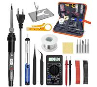 Fer à Souder Kit, 80W Température Réglable avec Multimètre Numérique 180~500℃ Électrique de Precision avec fil à souder, 5 Pointe de Soudage, Pompe à Dessouder