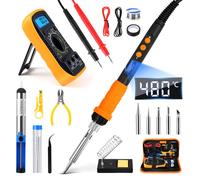Fer à Souder Kit Professionnel, 90W LCD température réglable 200-500 °C, Outils de soudage électrique avec 5 Conseils de soudage