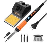 Fer à souder, outil de soudure 90 W, affichage LED, contrôle de la température précis entre 200 °C et 500 °C, avec interrupteur marche/arrêt, 3 pointes de fer