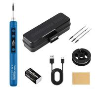Fer à souder rechargeable par USB, kit de fer à souder USB sans fil avec écran LCD et température réglable de 180 °C à 450 °C (bleu)