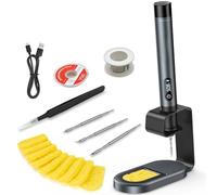 Fer à souder sans fil avec écran LCD, chauffe en 7 s, température réglable 200-450 °C, recharge USB-C, mode veille automatique, 3 embouts C210 et kit portable pour bricolage et réparation électronique