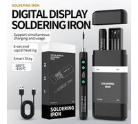 Fer à souder sans fil JCD Portable 180-450 ° Kit de soudage USB-5134 avec batterie intégrée à température réglable et 3 embouts noir
