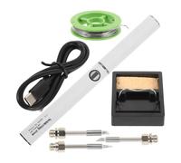Fer à Souder sans Fil USB 5 V, Stylo Portable Léger pour Bricolage | Recharge Usb, Usage Domestique et Électronique, Alliage D'aluminium Blanc, Pointe Fer et Éponge