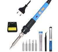 Fer à Souder Set, 60W Kit de Soudage Electrique Température Réglable 220~480℃ avec Interrupteur ON/OFF, 5 Pointe Soudage Pompe à Dessouder support Fil de Soudure Pincettes