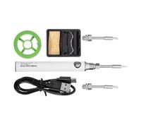 Fer à Souder USB sans Fil 5v pour Réparation DIY à Domicile | Blanc, Cutter Multifonction et Embouts Inclus, Alliage D'aluminium, Étain et Éponge, Usage Maison