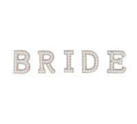 Fer anglais sur la lettre de la mariée, Design cousu sur des perles scintillantes et des strass, Patch appliqué pour vêtements