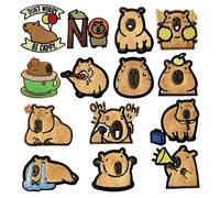Fer animal sur patch - Appliques de broderie colorées, adorable forme Capybara | Tableau élégant de 14 paquets avec support pour joints thermiques, décoratifs Do -da -te Fun Look pour