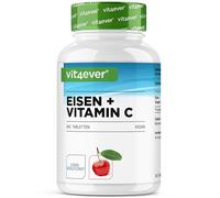 Fer avec 40mg de vitamine C naturelle - 365 comprimés de fer - Haute biodisponibilité grâce au complexe chélaté (bisglycinate de fer) - Hautement dosé, végétalien, sans additifs indésirables