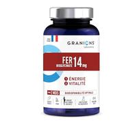 FER BISGLYCINATE 14 mg GRANIONS Immunité et Energie + Vitamines B - Bisglycinate de Fer - Fer Bisglycinate Biodisponibilité Optimale - Femmes Enceintes - 60 Gélules Format 2 Mois -Fabriqué en France