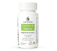 Fer bisglycinate + Vitamines C, B2, B6, B12 & Folate - Haute absorption, Vegan, 4 mois de cure - Confort digestif - Sans additifs - Nutribiolite Iron Complex