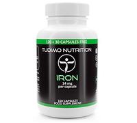 Fer Complément Alimentaire 14mg - 150 Capsules (5 mois) à Désintégration Rapide, avec 14 mg de Fumarate de Fer en Poudre (Ferrous Fumarate Iron Supplement)