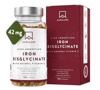Fer Complément Alimentaire + Vitamine C Acerola - Fer Bisglycinate 42mg Iron Complement Alimentaire Haute Biodisponibilité Vegan Énergie et Système Immunitaire, Aide à réduire la fatigue - 120 Gélules