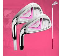 Fer de club de golf pour gaucher 7#/9# pour garçons, filles, enfants, débutants, entraîneurs, enseignement LH Fers de golf pour pratique du sport (gauche, rose, #7 (9-12 ans))