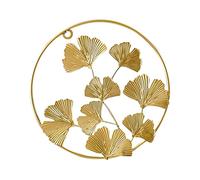 Fer Doré Légère Décoration Murale, Feuille de Ginkgo à Suspendre | Forme Ajourée, Surface Lisse, Fixation sans Clou, pour Salon, Jardin ou Amateurs de Nature, 21x21x1cm