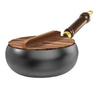 Fer forgé Big Belly Pot, Big Belly Pot Stock Pot, avec couvercle, poêle à frire en métal Deep Belly Wok Ustensile de cuisine