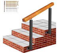 Fer forgé noir réglable à 270° - Convient pour 2 à 3 marches - Rampe d'escalier d'extérieur en bois de transition - Double poteau de sécurité - Hauteur 85 cm, 61 cm pour une prise en main sûre