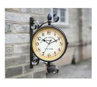 Fer rétro tourné antique double face horloge murale décorative maison