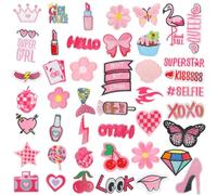 Fer sur Taches pour Filles Bricolage Brodé Sew Applique Applique Deux Styles Motif Stéréoscopique Adhérence Robuste pour la Décoration de Vêtements (Rose)