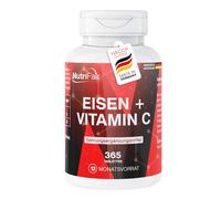 Fer + Vitamine C - 365 comprimés - Bisglycinate de fer avec vitamine C naturelle issue de l'acérola - Dosage élevé - 100% végan - Production allemande et tests en laboratoire - NutriFair