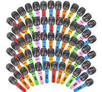 Feradny Lot de 64 microphones gonflables géants de couleurs assorties - Jouets en plastique pour concert musical, fête sur le thème des jeux de rôle, fournitures de décoration de fête