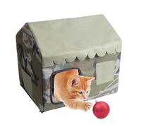Feral Abri pour chat, niche fermée pour animaux de compagnie, 47 x 37 x 42 cm, structure isolée, construction résistante aux intempéries, petits animaux pour jardin, pelouse, balcon, terrasse