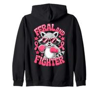 Feral and Fighter Breast Cancer Awareness Boxing Raccoon Sweat à Capuche