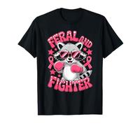 Feral and Fighter Breast Cancer Awareness Boxing Raccoon T-Shirt
