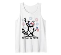 Feral and Free Raton Laveur Lunettes Drapeau USA Peace Fête Débardeur