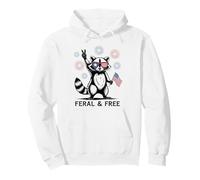 Feral and Free Raton Laveur Lunettes Drapeau USA Peace Fête Sweat à Capuche