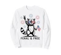 Feral and Free Raton Laveur Lunettes Drapeau USA Peace Fête Sweatshirt