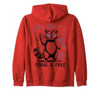 Feral and Free Raton Laveur Peace Drapeau Feux USA Sweat à Capuche