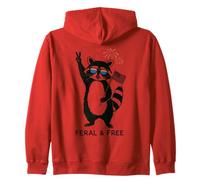 Feral and Free Raton Laveur Peace USA Lunettes Feu Artifice Sweat à Capuche