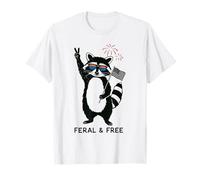 Feral and Free Raton Laveur Peace USA Lunettes Feu Artifice T-Shirt