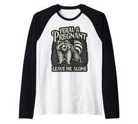 Feral and Pregnant Funny Raton Laveur Maman Future Mother Mum Manche Raglan