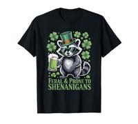 Feral and Prone to Shenanigans Raccoon St Patricks Day T-Shirt
