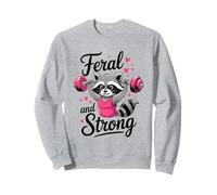 Feral and Strong Breast Cancer Awareness Gym Raton Laveur Sweatshirt