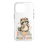 Feral But Make It Cute Funny Woodland Raton Laveur Coque pour iPhone 16 Pro