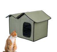 Feral Cat House, Large Insulated Pet Shelter with Transparent Door, Waterproof Weatherproof Outdoor Cat Hut, Washable Warm House for Cats Dogs Yard Porch, 12.99x19.69x14.96 inches