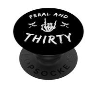 Feral et Ses Trente Trente Trente Ans Rock on Hand Bats PopSockets PopGrip Adhésif