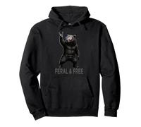Feral & Free Grizzly Ours Rock Gesture Patriotic Grizzly Bear Sweat à Capuche