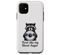 Feral Like My Blood Sugar Cute Raton Laveur Mangeant Donut diabète Coque pour iPhone 11