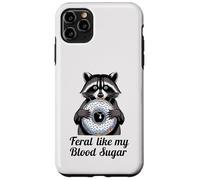 Feral Like My Blood Sugar Cute Raton Laveur Mangeant Donut diabète Coque pour iPhone 11 Pro Max