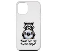 Feral Like My Blood Sugar Cute Raton Laveur Mangeant Donut diabète Coque pour iPhone 12/12 Pro