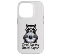 Feral Like My Blood Sugar Cute Raton Laveur Mangeant Donut diabète Coque pour iPhone 14 Pro