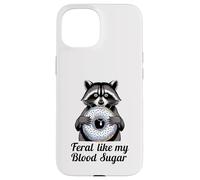 Feral Like My Blood Sugar Cute Raton Laveur Mangeant Donut diabète Coque pour iPhone 15