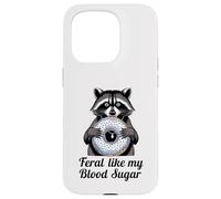 Feral Like My Blood Sugar Cute Raton Laveur Mangeant Donut diabète Coque pour iPhone 15 Pro